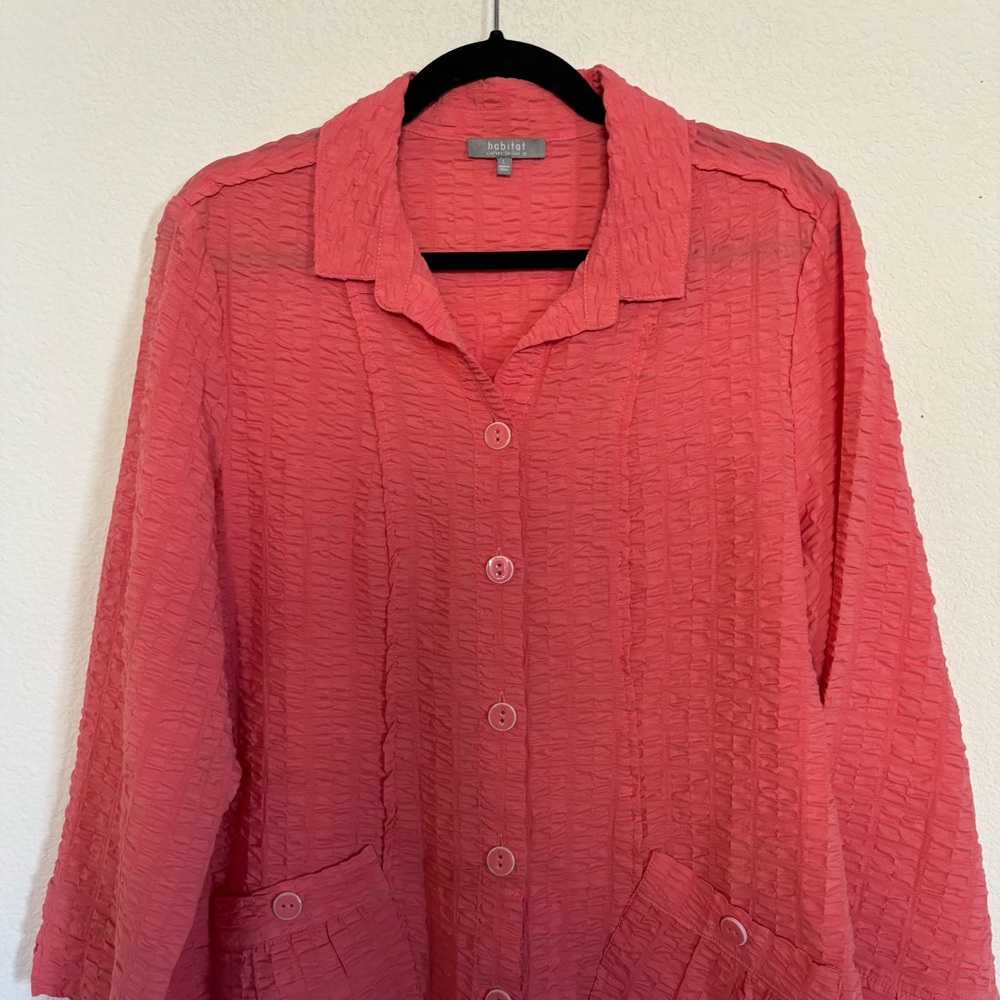 Habitat Pleat Pocket Pucker Shirt Melon - Picture 3 of 7